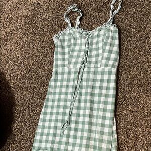 Green and White Checkered Dress